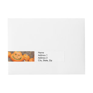 Pumpkin halloween jack o lantern orange pumpkins wraparound address label