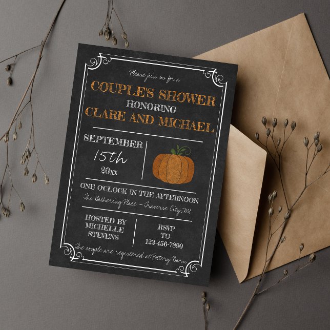 Pumpkin Halloween Orange Couple's Shower Invitation (Creator Uploaded)