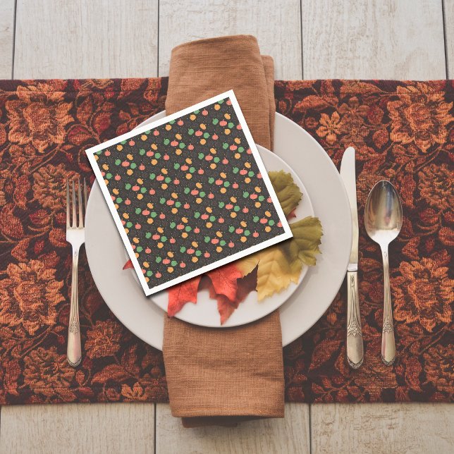 Pumpkin Halloween orange yellow green black Napkin (Creator Uploaded)