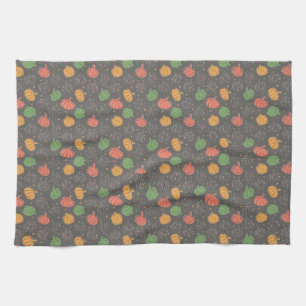 Pumpkin Halloween orange yellow green grey Kitchen Towel