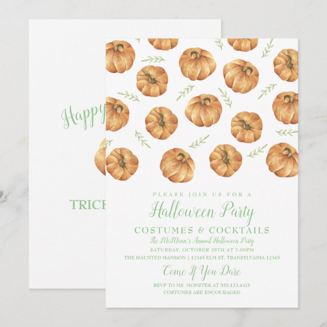 Pumpkin Halloween Party Invitation (Front/Back)