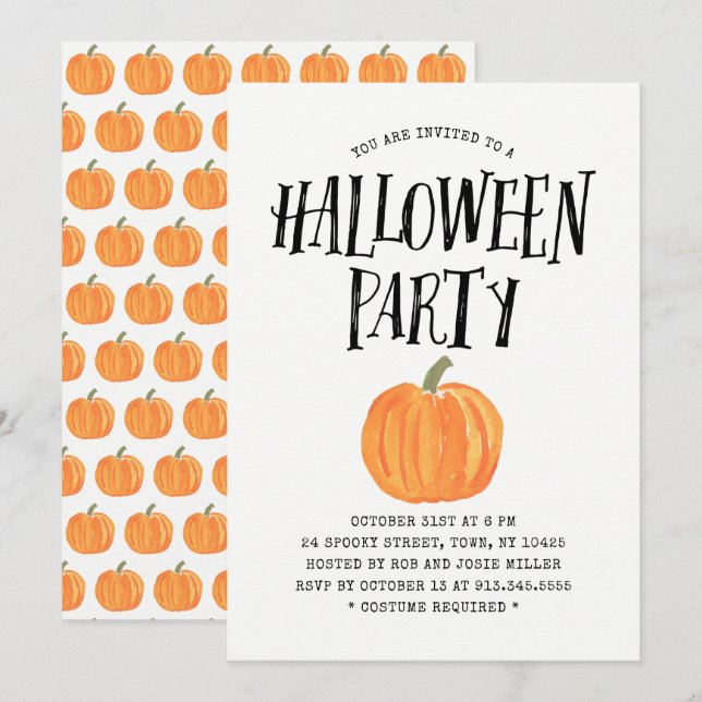 Pumpkin Halloween Party Invitation (Front/Back)