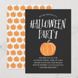 Pumpkin Halloween Party Invitation Black