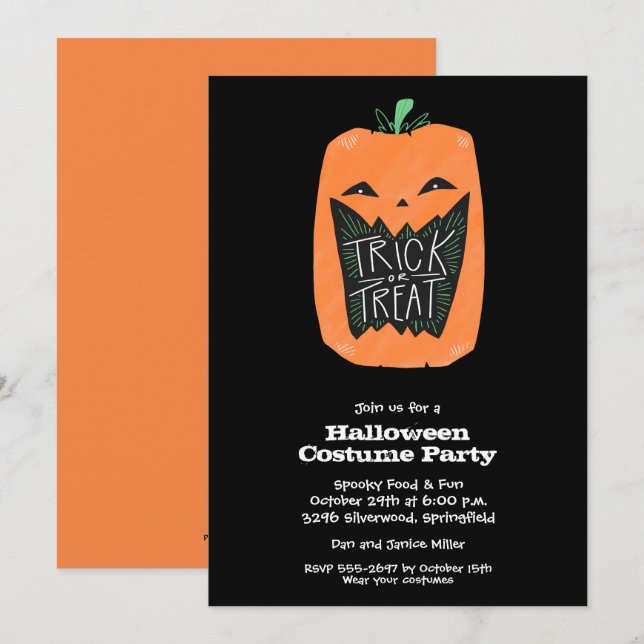 Pumpkin Halloween Party Invitations (Front/Back)