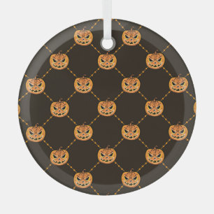 Pumpkin Halloween party theme. Glass Ornament