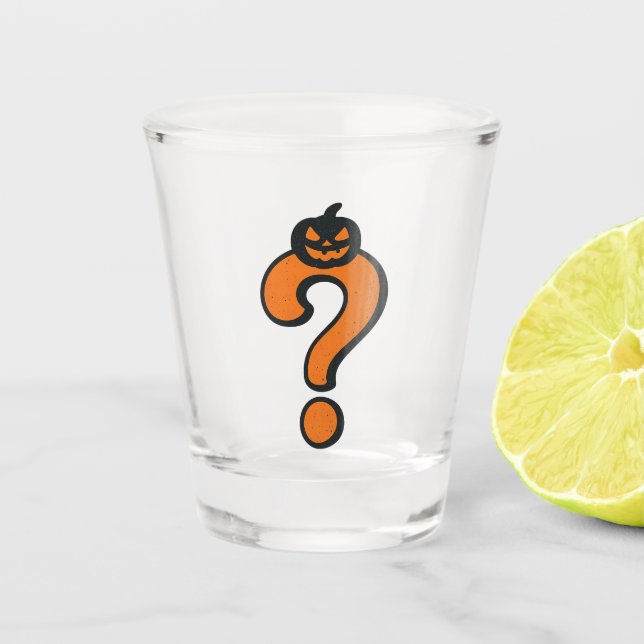 Pumpkin Halloween Question Mark Shot Glass (Front)
