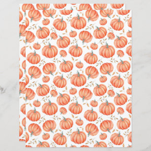 Pumpkin Halloween Scrapbook Paper in White