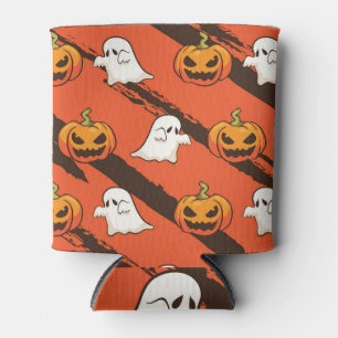 Pumpkin Halloween theme, seamless pattern. Can Cooler