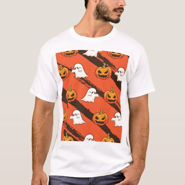 Pumpkin Halloween theme, seamless pattern. T-Shirt (Front)