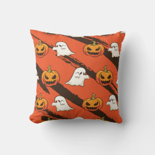 Pumpkin Halloween theme, seamless pattern. Throw Pillow