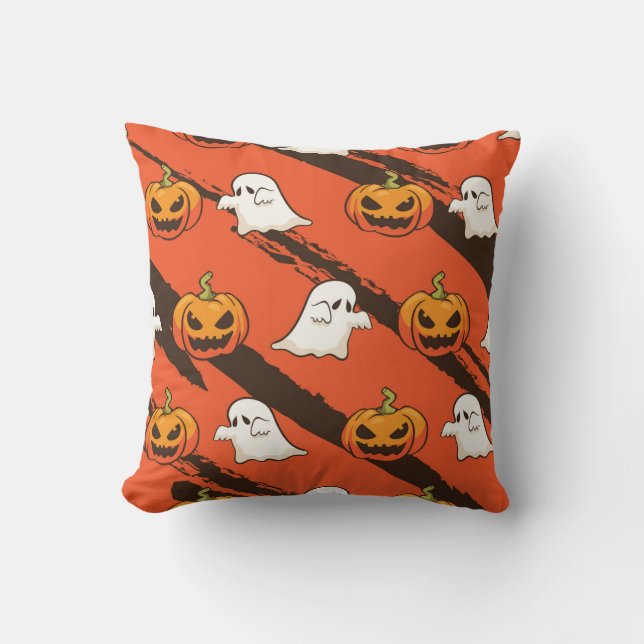 Pumpkin Halloween theme, seamless pattern. Throw Pillow (Front)