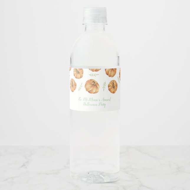 Pumpkin Halloween Water Bottle Label (Front)