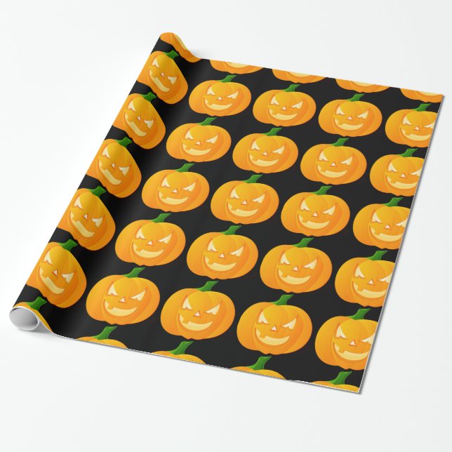 Pumpkin Halloween Wrapping Paper (Unrolled)