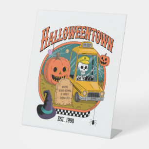 Pumpkin Halloweentown University Pedestal Sign