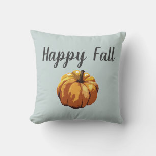 Pumpkin Happy Fall Autumn Farmhouse Throw Pillow