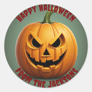 pumpkin happy Halloween Classic Round Stickers