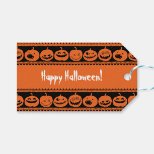 Pumpkin Happy Halloween Jack O Lantern Pattern Gift Tags