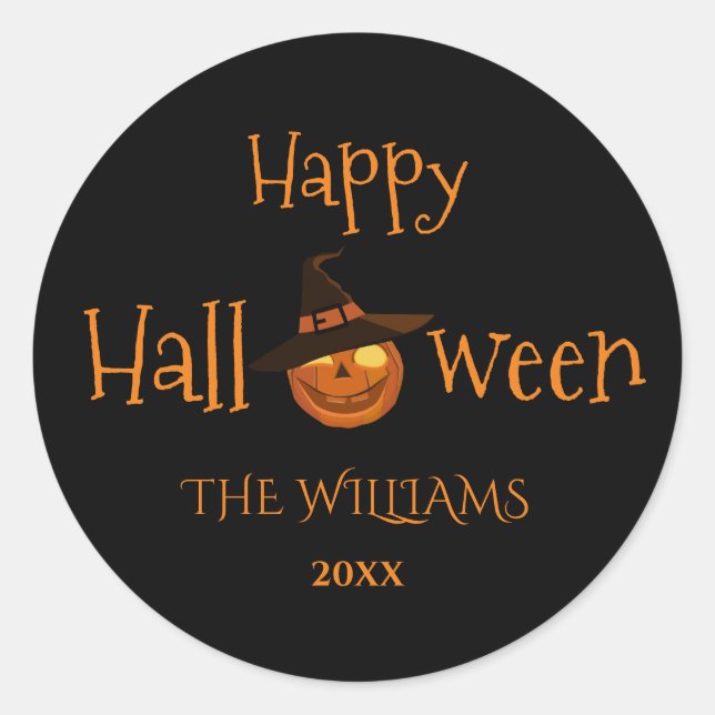  Pumpkin Happy Halloween Personalized  Classic Round Sticker (Front)