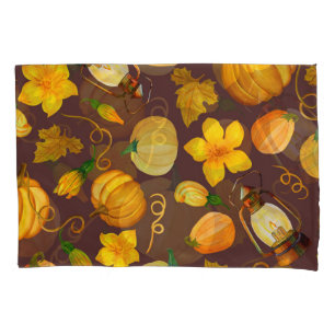 Pumpkin Harvest Autumn Watercolor Pattern Pillowcase