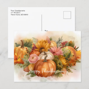 Pumpkin Harvest Fall Colours  Holiday Postcard