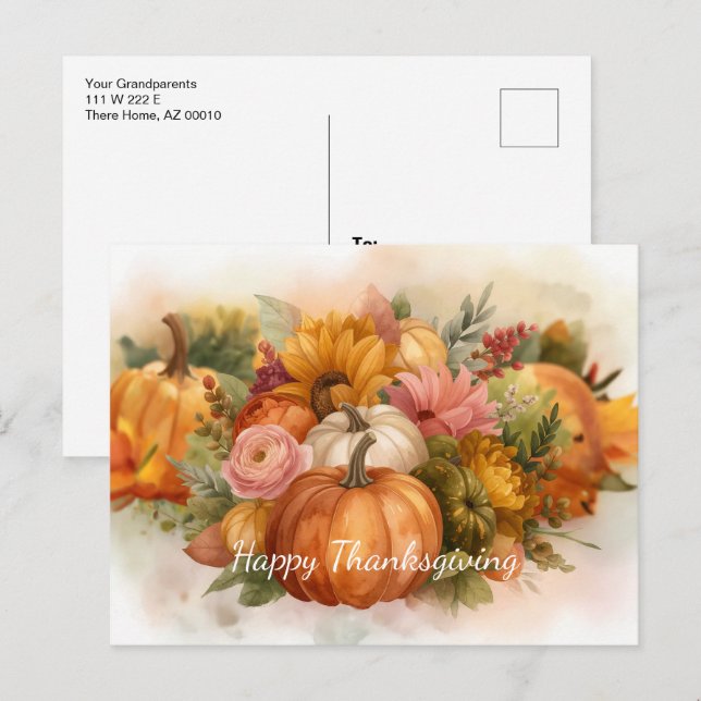 Pumpkin Harvest Fall Colours  Holiday Postcard (Front/Back)
