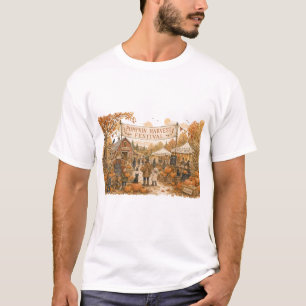 Pumpkin Harvest Festival Scene Illustration T-Shirt