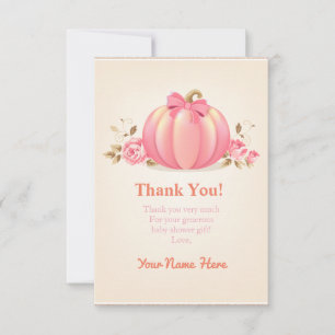 Pumpkin Harvest Girl Thank you card baby shower.