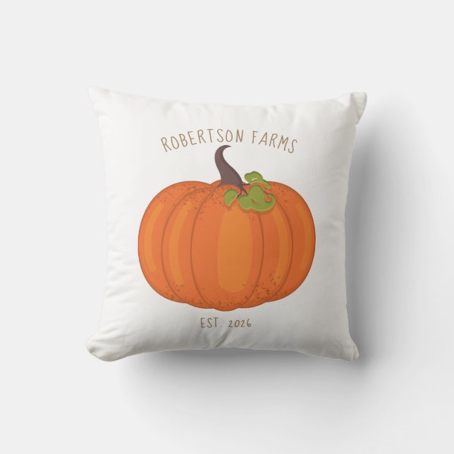 Pumpkin Harvest Personalized Throw Pillow (Front)