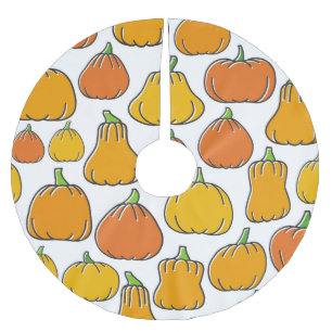 Pumpkin harvest, seasonal vegetable pattern. brushed polyester tree skirt