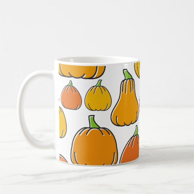 Pumpkin harvest, seasonal vegetable pattern. coffee mug (Left)