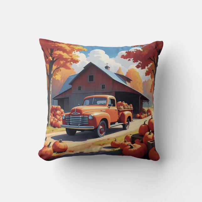 Pumpkin Harvest Throw Pillow (Front)