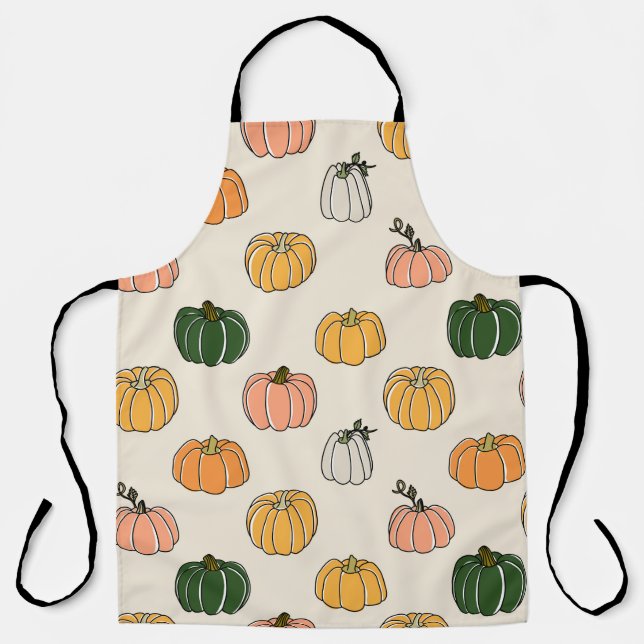 Pumpkin Harvest vintage Seamless Pattern Apron (Front)