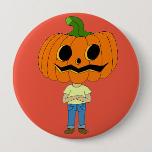 pumpkin head chibi boy 4 inch round button