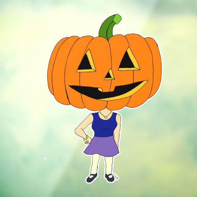pumpkin head chibi girl button window cling (Sheet 3)