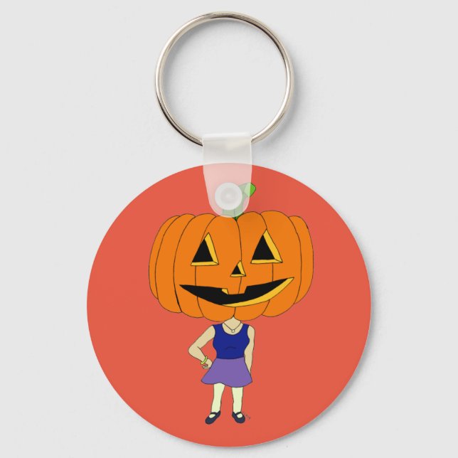 pumpkin head chibi girl  keychain (Front)