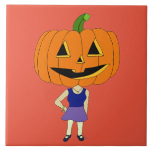 pumpkin head chibi girl tile