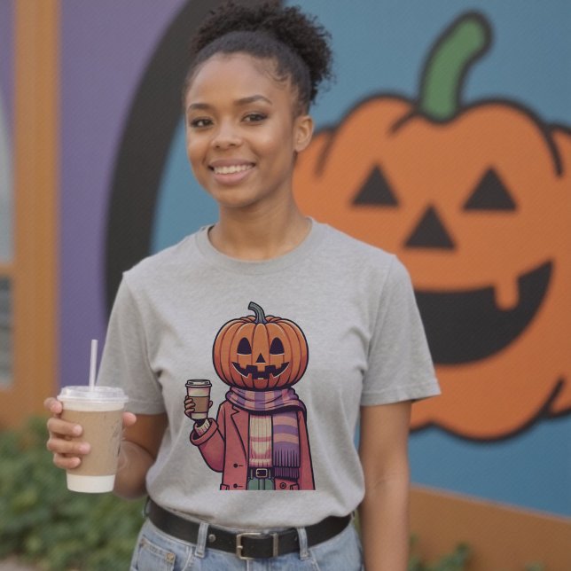 Pumpkin Head Coffee Fall Season Halloween T-Shirt (Pumpkin Head Coffee Fall Season Shirt)