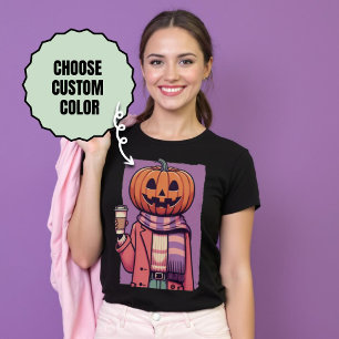 Pumpkin Head Coffee Pastel Goth Halloween T-Shirt