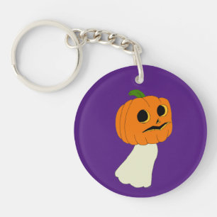 Pumpkin head ghost keychain