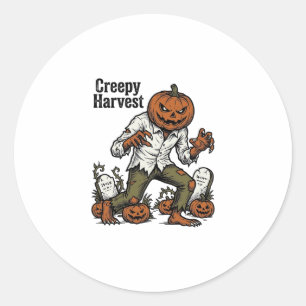 Pumpkin Head Monster Vintage Halloween Shirt Classic Round Sticker