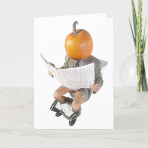 PUMPKIN HEAD ON TOILET greeting card