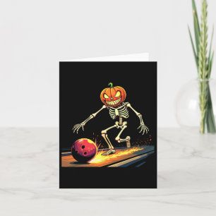 Pumpkin Head Skeleton Bowling Halloween Spooky Spo Card