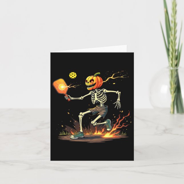 Pumpkin Head Skeleton Picklebyll Halloween Spooky  Card (Front)
