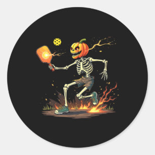Pumpkin Head Skeleton Picklell Halloween Spooky Sp Classic Round Sticker
