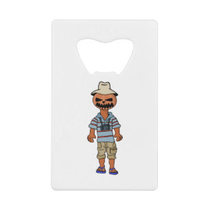 Pumpkin Head Tourist on a Warm Halloween Credit Card Bottle Opener