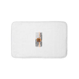 Pumpkin Head US Flag Bath Mat