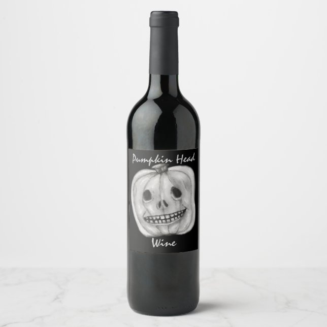 Pumpkin Head Wine | Halloween Wine Label (Front)