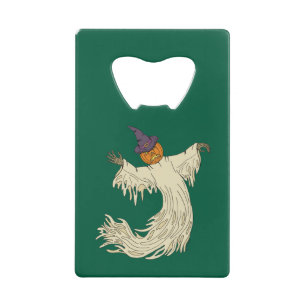 Pumpkin-Headed Ghost Halloween Art Credit Card Bottle Opener