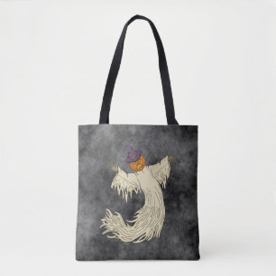 Pumpkin-Headed Ghost Halloween Art Tote Bag