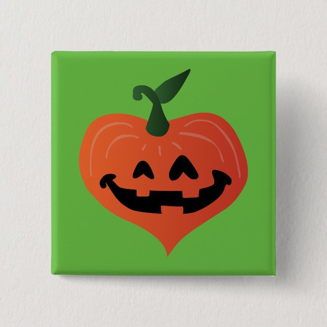 Pumpkin Heart 2 Inch Square Button (Front)